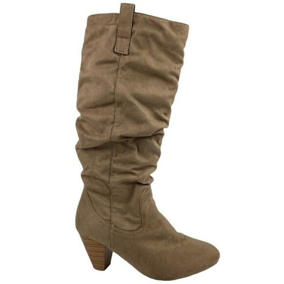 Call It Spring Heeled Boots Womens Size 7 Tan Zipper Long Boots - Picture 1 of 11